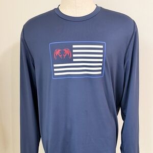 KUIU AP Tech Lightweight Long Sleeve Men's XL Blue Patriot Ram Flag UPF50